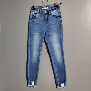 KanCan Skinny Womens Jeans Raw Hem High Waist Size 24